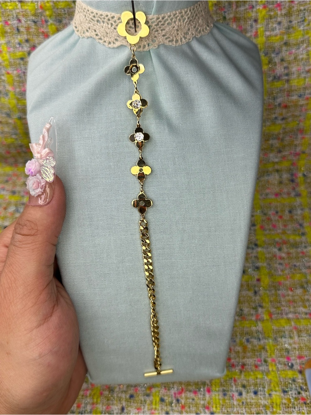 Gold Flower Link Bracelet - Women Jewelry